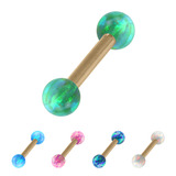 view all Zircon Steel Micro Barbell with Synthetic Opal Ball Double Ended 1.2mm body jewellery