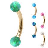 view all Zircon Steel Micro Curved Bar with Synthetic Opal Balls 1.2mm body jewellery