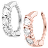 view all Steel Huggie Belly Clicker Ring - Claw Set Triple Jewel body jewellery