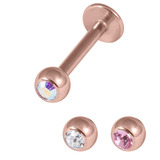 view all Multipack - Rose Gold Steel Jewelled Labret and Jewelled Balls Set body jewellery