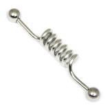 view all Steel Industrial Scaffold Barbell with a cork screw coil IND0 body jewellery