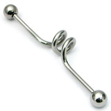 view all Steel Industrial Scaffold Barbell with short cork screw coil shaft IND4 body jewellery