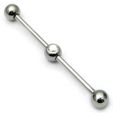 view all Steel Industrial Scaffold Barbell with clear gemball shaft IND7 body jewellery