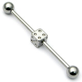view all Steel Industrial Scaffold Barbell with dice in shaft IND8 body jewellery