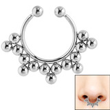 view all Surgical Steel Clip On Fake Piercing Septum Ring - Tribal 5 Point body jewellery