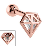 view all Rose Gold Steel Diamond Caged Gem Micro Bar body jewellery