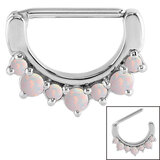 view all Steel Claw Set Opal Nipple Clicker Ring body jewellery