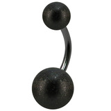 view all Black Steel Shimmer Ball Belly Bar 1.6mm with 8-5mm Balls body jewellery