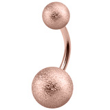 view all Rose Gold Steel Belly Bar with Shimmer Balls body jewellery