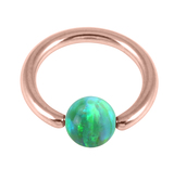 view all Rose Gold Steel BCR with Synthetic Opal Ball body jewellery