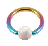 view all Titanium BCR with Synthetic Opal Ball body jewellery
