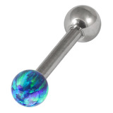 view all Steel Barbell with Synthetic Opal Ball Single Ended 1.6mm body jewellery