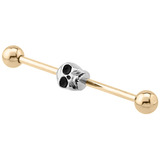view all Zircon Steel Industrial Scaffold Barbell with Black Eyed Skull body jewellery
