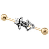 view all Zircon Steel Industrial Scaffold Barbell with Skeleton body jewellery