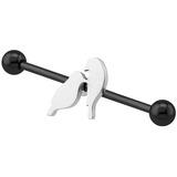 view all Black Steel Industrial Scaffold Barbell with Love Birds body jewellery