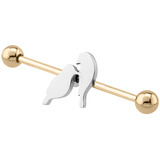view all Zircon Steel Industrial Scaffold Barbell with Love Birds body jewellery