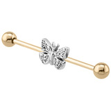 view all Zircon Steel Industrial Scaffold Barbell with Butterfly body jewellery