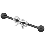 view all Black Steel Industrial Scaffold Barbell with Cute Bow body jewellery