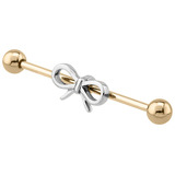 view all Zircon Steel Industrial Scaffold Barbell with Cute Bow body jewellery
