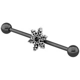 view all Black Steel Industrial Scaffold Barbell with Snowflake body jewellery