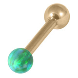 view all Zircon Steel Barbell with Synthetic Opal Ball Single Ended 1.6mm body jewellery