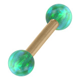 view all Zircon Steel Barbell with Synthetic Opal Ball Double Ended 1.6mm body jewellery
