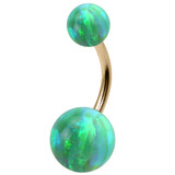 view all Belly Bar - Zircon Steel with Opal Balls body jewellery