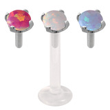 view all Multipacks - Bioflex Push-fit Labret with Steel Claw Set Opal Tops body jewellery