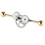 view all Zircon Steel Industrial Scaffold Barbell with Steampunk Design body jewellery