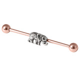 view all Rose Gold Steel Industrial Scaffold Barbell with Elephant body jewellery