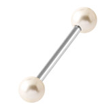 view all Steel Barbell with Acrylic Pearl Balls 1.6mm body jewellery