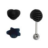 view all Multipack - Black Heart Tongue Bar and Silicone Covers Pack body jewellery