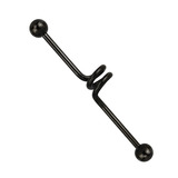view all Black Steel Industrial Scaffold Barbell with short cork screw coil shaft IND4B body jewellery