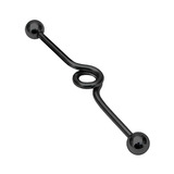 view all Black Steel Industrial Scaffold Barbell with a circle loop IND1B body jewellery