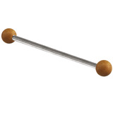 view all Steel Industrial Scaffold Barbell with Teak Wood Balls body jewellery