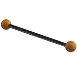 view all Black Steel Industrial Scaffold Barbell with Teak Wood Balls body jewellery