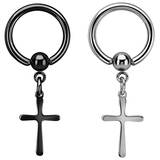 view all Steel Cross - Drop BCR body jewellery