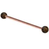 view all Rose Gold Steel Industrial Scaffold Barbell with Palm Wood Balls body jewellery