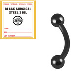 view all Sterile Black Steel Micro Curved Barbell 1.2mm body jewellery