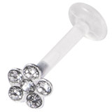 view all Bioflex Push-fit Labret with 925 Sterling Silver Jewelled Flower body jewellery