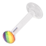 view all Bioflex Push-fit Labret with 925 Sterling Silver Rainbow Logo Top body jewellery