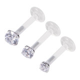 view all Bioflex Triple Piercing - Push-fit Claw Set Jewelled Labrets 1.2mm body jewellery
