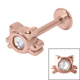 view all Rose Gold Steel Labret with Rose Gold Steel Jewelled Cat 1.2mm body jewellery
