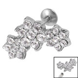 view all Titanium Internally Threaded Labrets 1.2mm - Triple Jewel Flower body jewellery