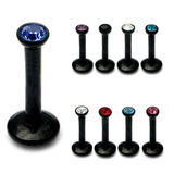 view all Black Steel Internal Thread Jewelled Labret 1.2mm body jewellery
