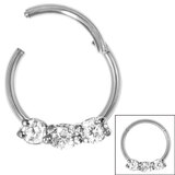 view all Steel Hinged Segment Ring with 3 Claw Set Jewels (Clicker) body jewellery
