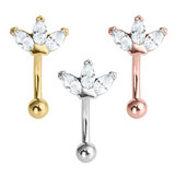 view all Steel 3 Jewel Marquise Fan Micro Curved Bar 1.2mm body jewellery