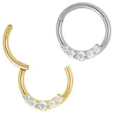 view all Steel Claw Set Radiant Jewelled Hinged Clicker Ring body jewellery