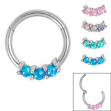 view all Steel Claw Set Opal Trio Hinged Clicker Ring body jewellery