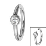 view all Steel Side Facing Bezel Set Jewel Hinged Clicker Ring body jewellery